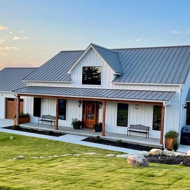 grey metal roofing on farm house